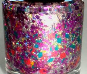 Nail Polish - 'HIBISCUS' - Hand Blended Nail Lacquer - Spring Nail Polish - Holographic Glitter - 0.5 oz Full Sized Bottle
