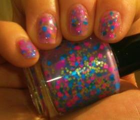 Neon Glitter Nail Polish - NEW - BLUEBERRY SMOOTHIE - Custom Blended Polish/Lacquer - 0.5 oz Full Sized Bottle